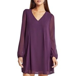 BCBGeneration Peasant Sleeve Mini Dress in Plum Black M NWT